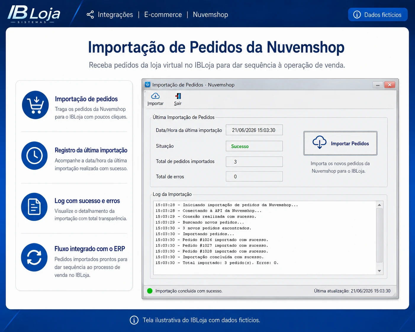Importação de pedidos da Nuvemshop para o sistema IBLoja